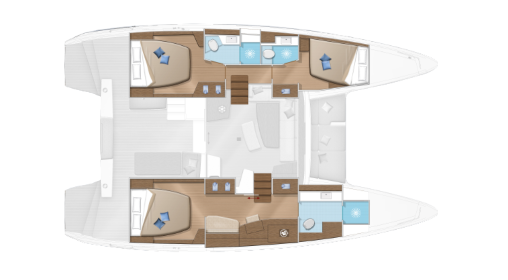 Lagoon 42 3-cabin layout